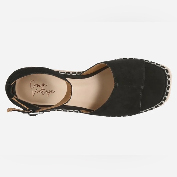 🌴🌺🌴 “Crown Vintage” Espadrille black suede Wedge Sandal size 8 🌴🌺🌴 - Picture 4 of 12